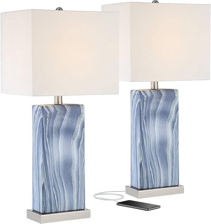 360 Lighting Connie Modern 3-Way Table Lamps 25" Tall Set of 2 - Image 2
