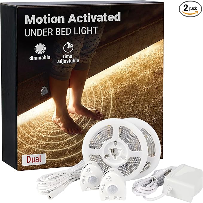 Under Bed Lights Motion Sensor, Motion Activated Bed Lighting, 12V Power Adapter by illumiForce