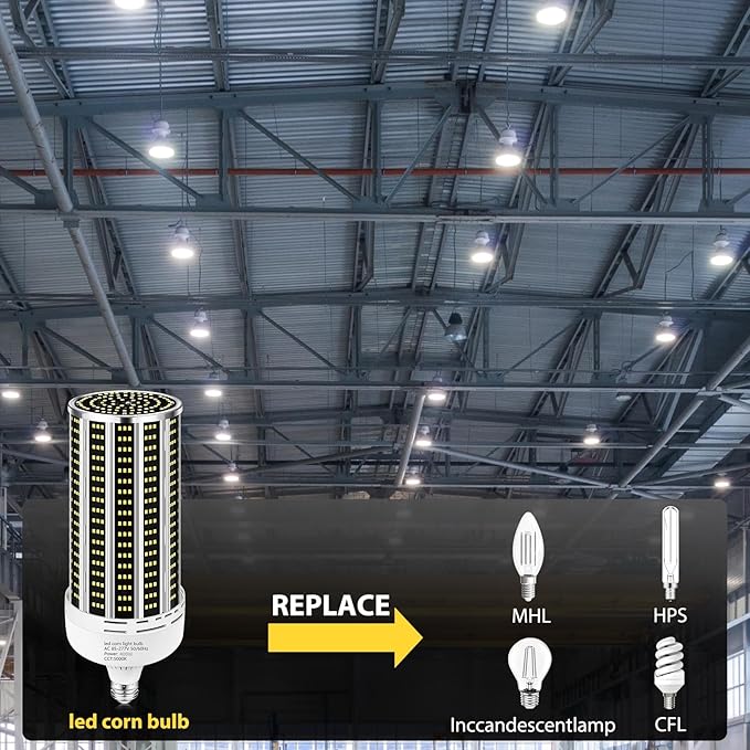 2 Pack 400W LED Corn Light Bulb, 3850W Equivalent Commercial Grade 59000LM - Image 4