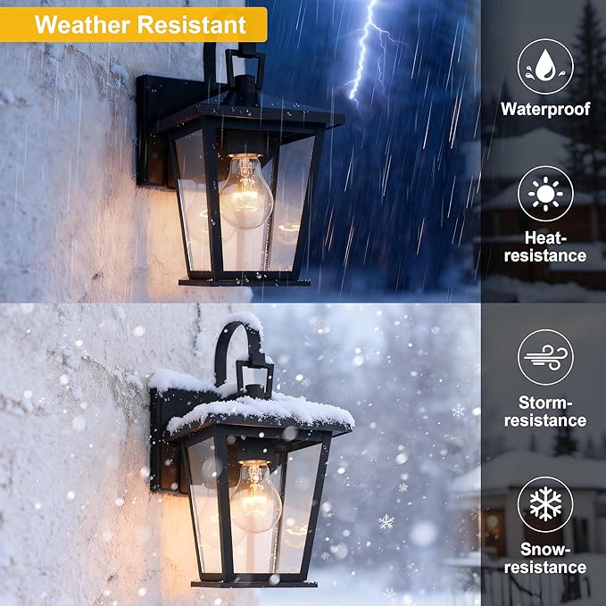 Kalium Outdoor Wall Lantern 2 Pack, Waterproof Exterior Wall Mount Light - Image 2