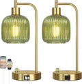 QiMH Industrial Table Lamp for Bedroom Set of 2, Stepless Dimmable Gold Lamps by Qimh
