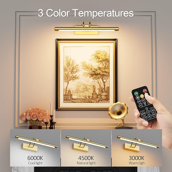 Cordless Picture Light with Remote, Battery Operated Wall Sconce - Image 2