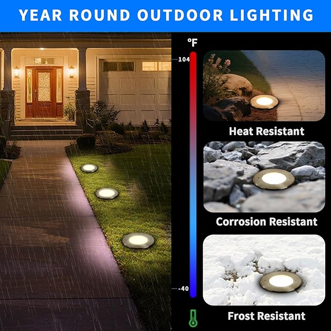 18W Outdoor In Ground Lights, Diameter 8 inches, Wired Landscape Lighting - Image 6