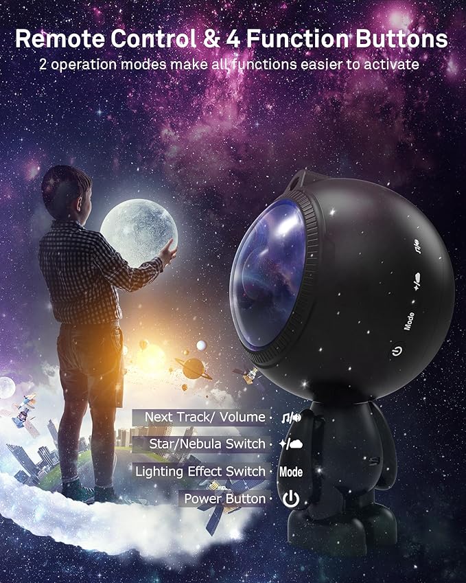 AIRIVO Star Projector, Astronaut Galaxy Projector Night Light Bluetooth Speaker - Image 3