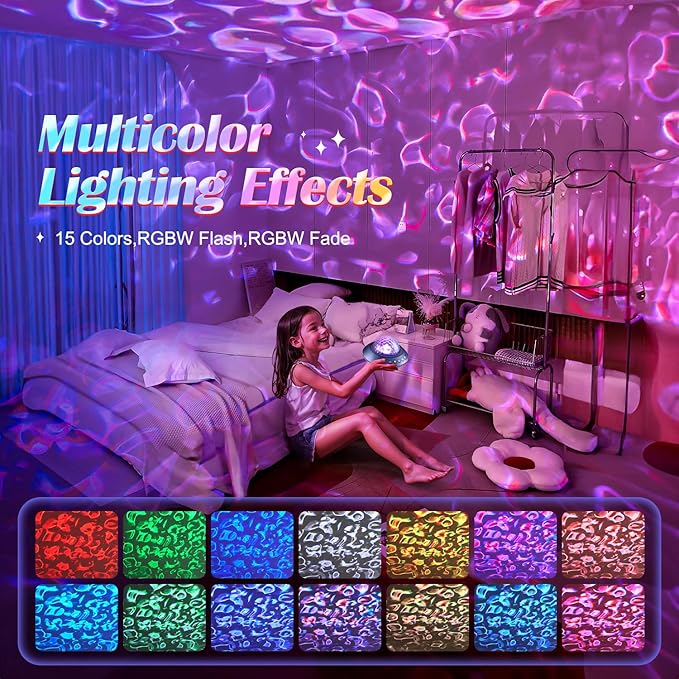 Mubarek Galaxy Projector for Bedroom, 360° Full Coverage Ceiling Projector - Image 4