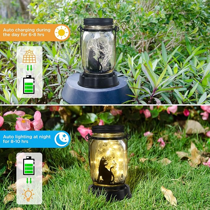 Styleonme Decor Mobile Outdoor Solar Lanterns, Cat & Butterfly Fairy Lights - Image 6