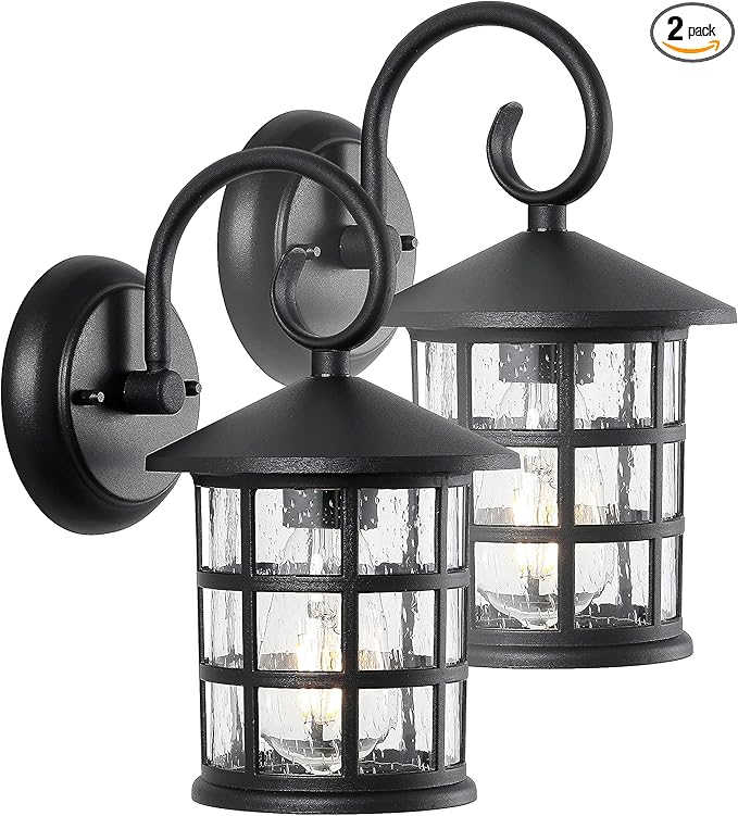 JONATHAN Y JYL7609A-SET2 Cadiz 6" 1-Light Iron/Seeded Glass Cottage Rustic by JONATHANY