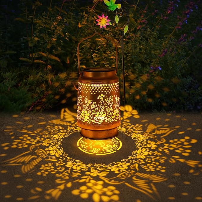 2 Pack Solar Lanterns Outdoor Hummingbird Garden Decor, Christmas Gifts - Image 3