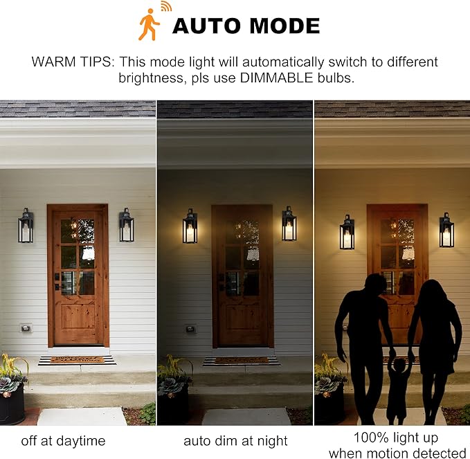 Pia Ricco Motion Sensor Outdoor Wall Lantern, Dusk to Dawn Lighting Sconce - Image 2