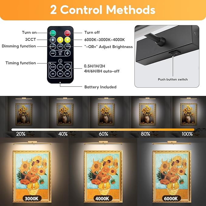 Picture Light for Wall Battery Operated, 3 Color Temps, Wireless Wall Light for - Image 3