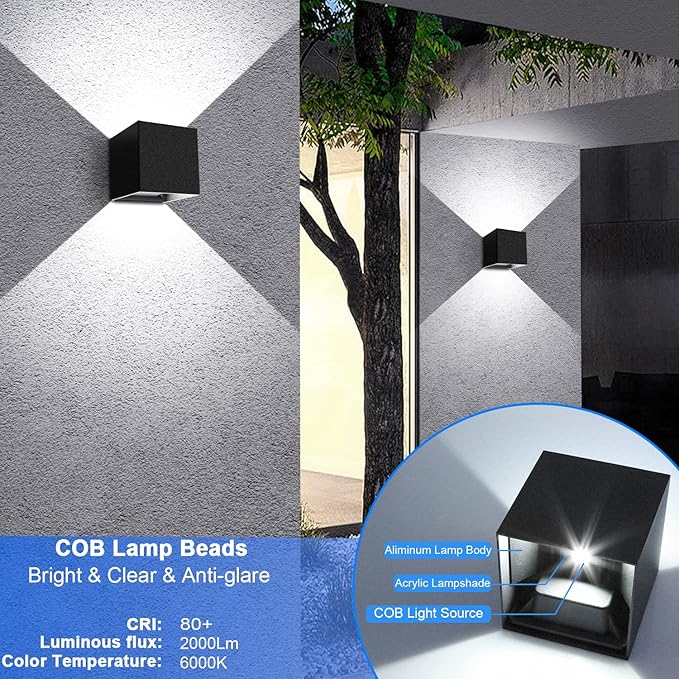 Juyace 20W 6000K LED Sconce Wall Up and Down Exterior Lighting hardwire No - Image 4
