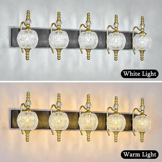 Modern Crystal Bathroom Vanity Lights Fixtures Over Mirror Black Gold Vintage - Image 5
