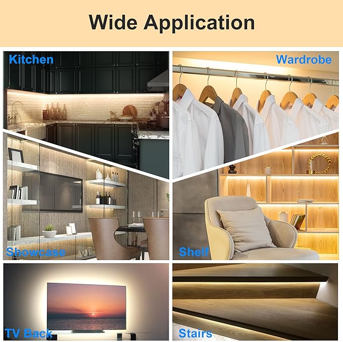 LAFULIT 10 PCS Under Cabinet Lights Kit, Motion Sensor LED Strip Lights - Image 7