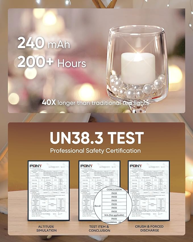 Homemory 48-Pack Cool White Novelty Flickering Flameless Tea Lights, 200+Hours - Image 6