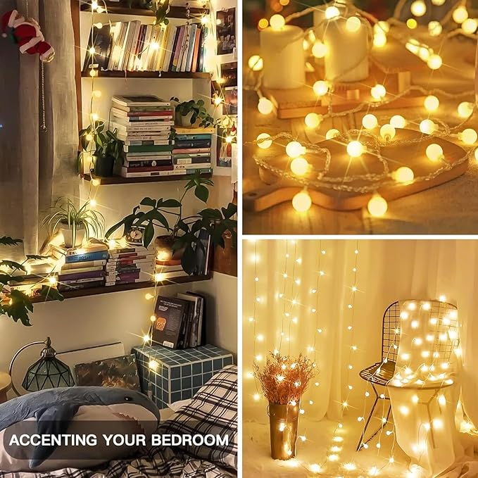 suddus Globe String Lights Battery Operated, 100 Led Battery Powered Fairy - Image 2
