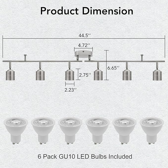 6-Light Brushed Nickel Track Lighting Kit - Image 3