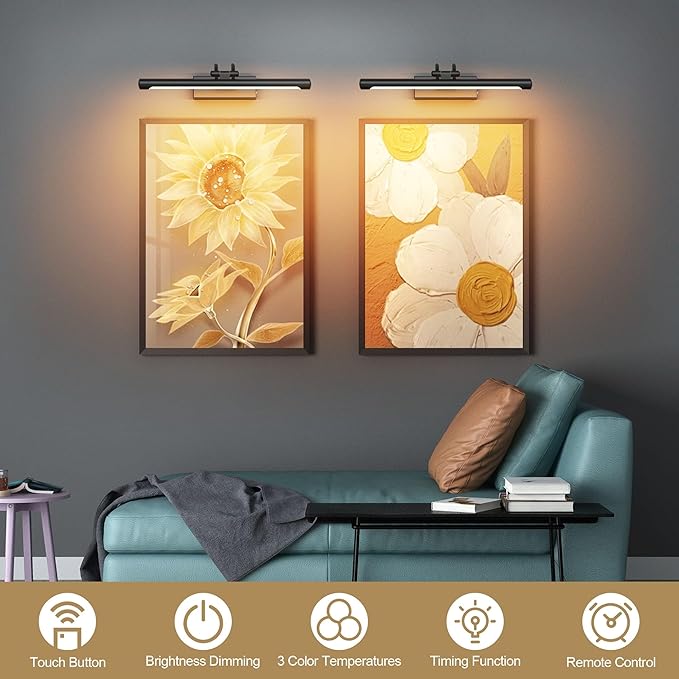 Cordless Picture Light with Remote, Battery Operated Wall Sconce - Image 7