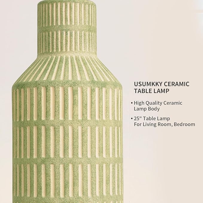25" Green Ceramic Table Lamp - Image 5