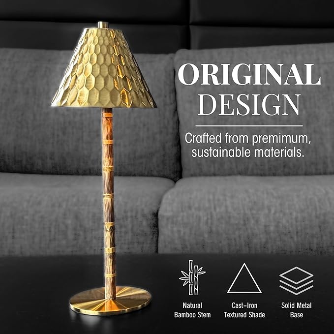 Bamboo Cordless LED Table Lamp – Rechargeable 24-Hour Battery, Dimmable Warm - Image 2