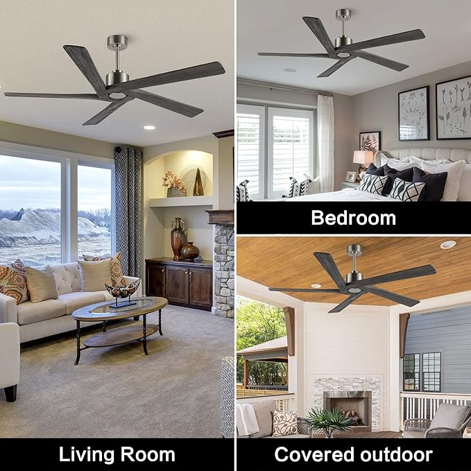 WINGBO 64 Inch DC Ceiling Fan without Lights, 5 Reversible Carved Solid Wood - Image 7
