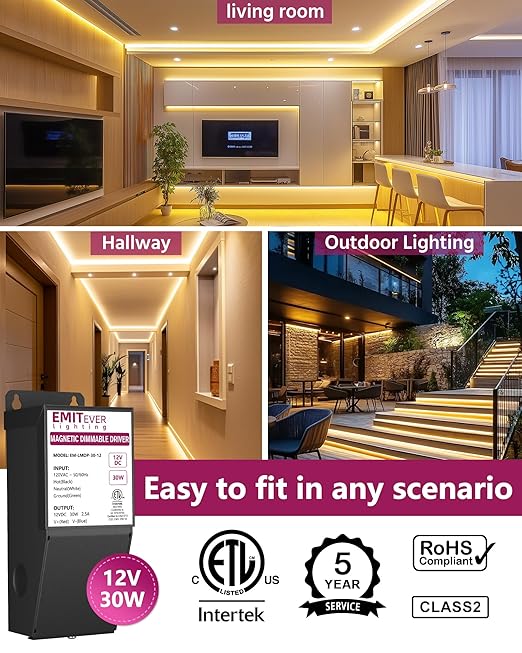 EMITEVER 30W Magnetic Dimmable LED Drvier, 12V Transformer Magnetic Power - Image 6