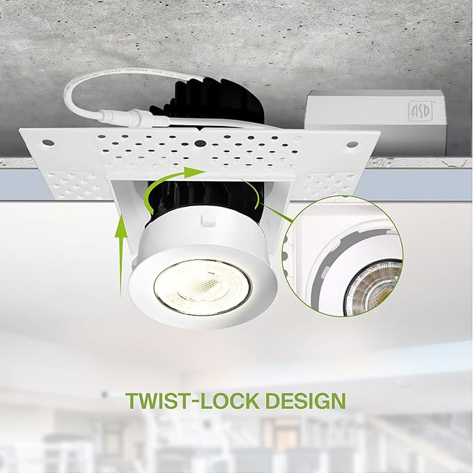 ASD Trimless 3 Inch LED Square Recessed Lighting, 15W 120V Triac Commercial - Image 4