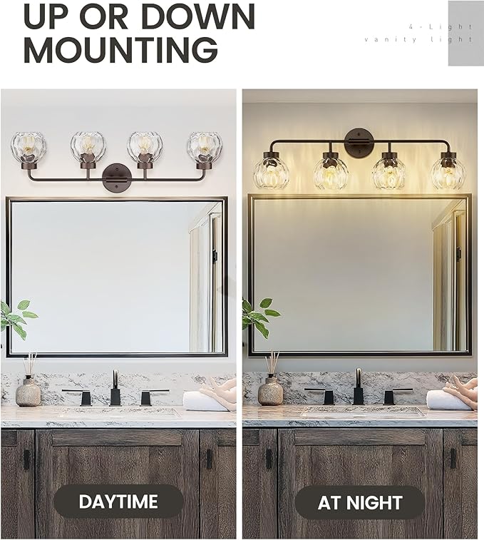 zeyu 4-Light Bathroom Vanity Light, 32 Inch Vintage Vanity Lighting Fixtures - Image 4