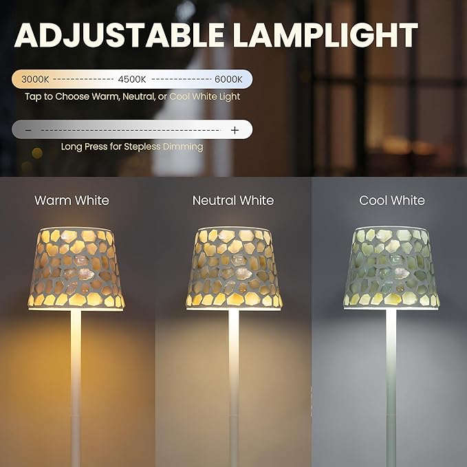 AELS Mosaic Touch Cordless Lamp, 5200mAh Rechargeable Portable LED Desk Lamp - Image 5
