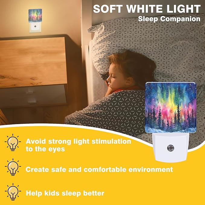 Winter Forest Night Light Northern Lights Night Lights Plug into Wall Smart - Image 3
