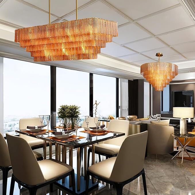 Large Chandelier, 18-Light Round Drum Kitchen Island Hanging Light - Image 9