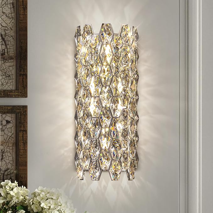 Crystal Wall Sconces, Modern Wall Light Fixtures, Chrome Wall Lamp, Luxury by KaiyuanLight