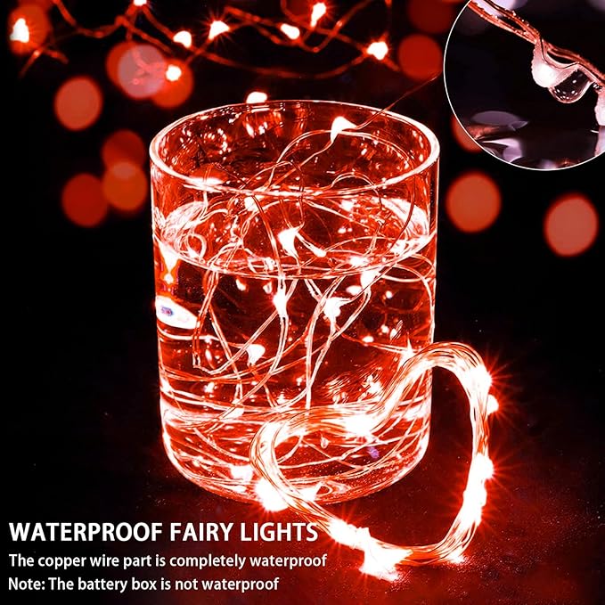 50 Pack Red Fairy Lights 7Ft 20 LED Twinkle String Lights 3 Modes Battery - Image 2