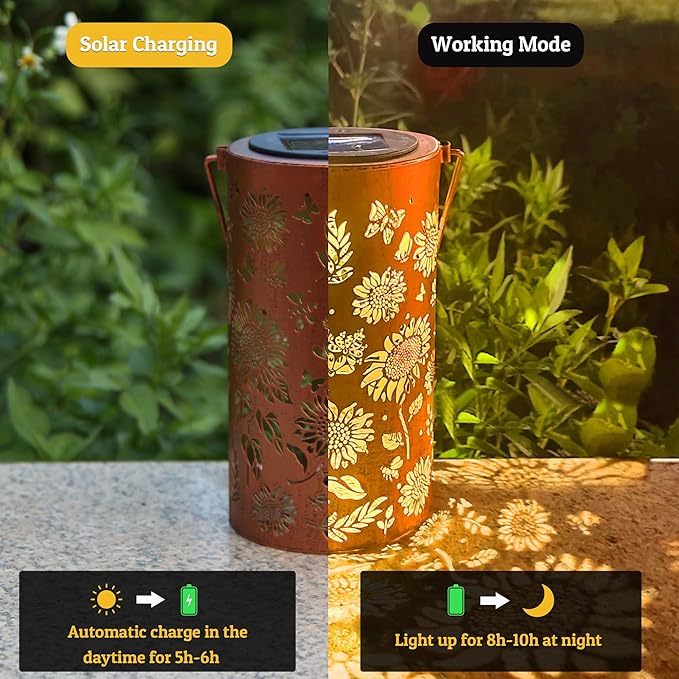 2Pack Sunflower Solar Lanterns Outdoor Waterproof, Birthday Gifts - Image 5