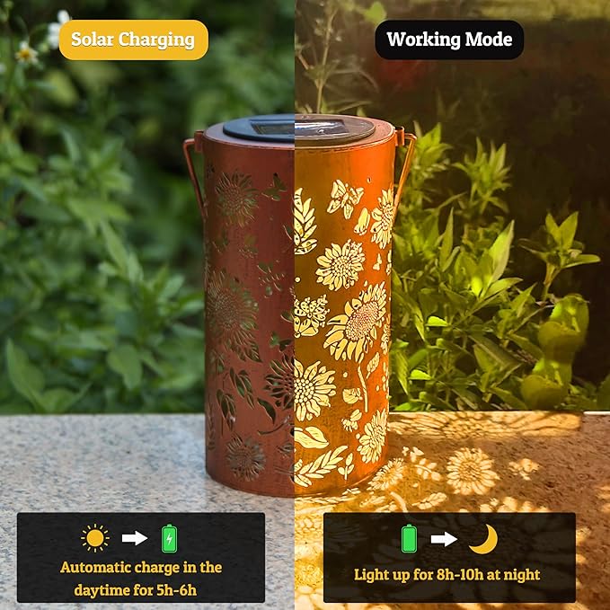 Birthday Gifts for Women Mom Grandma, Sunflower Solar Lanterns Outdoor - Image 8