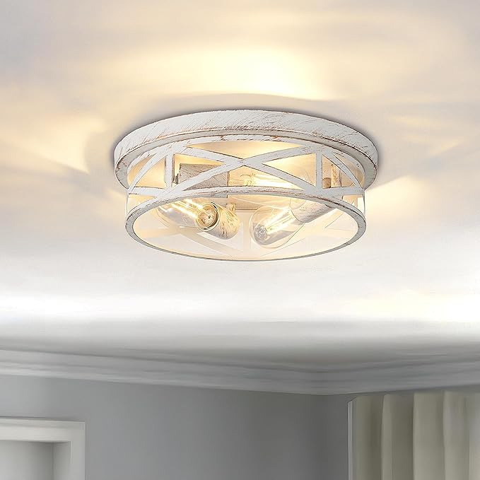 2 Pack Close to Ceiling Light Fixtures, 3-Lights Cage Flush Mount Ceiling Light - Image 2