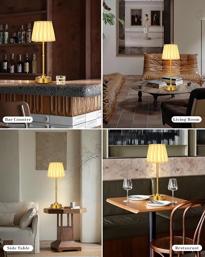 Cordless Battery Operated Table lamp Set of 2, 6000mAh Rechargeable Small - Image 2