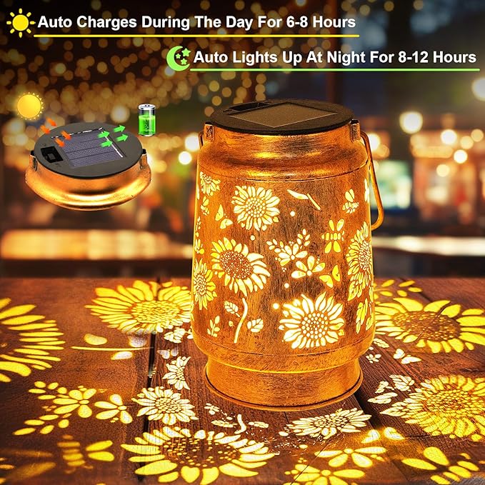 2 Pack Sunflower Solar Lanterns Garden Decor, Christmas Gifts - Image 9