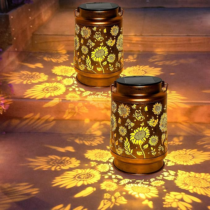 Sunflower Solar Lantern Lights, Outdoor Lanterns Garden Decor, Hanging Solar - Image 4