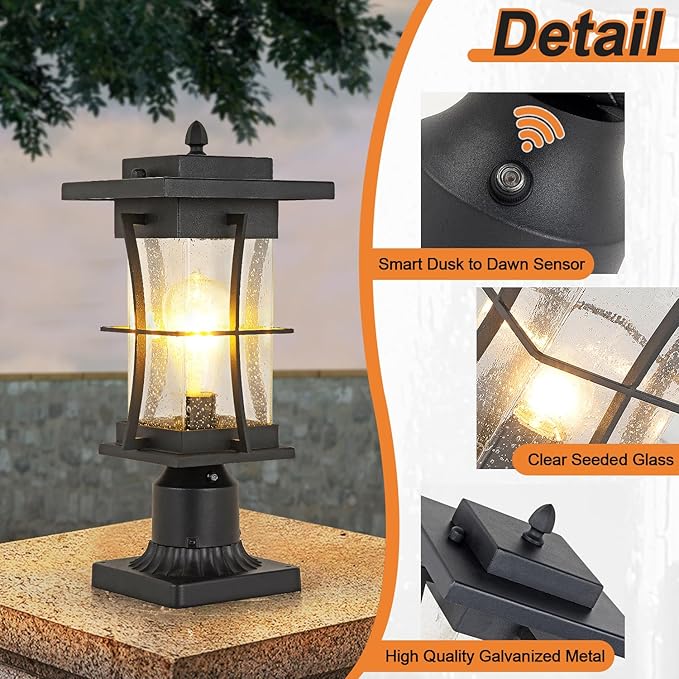 Dusk to Dawn Outdoor Post Light Fixture Waterproof Pole Mount Light - Image 3