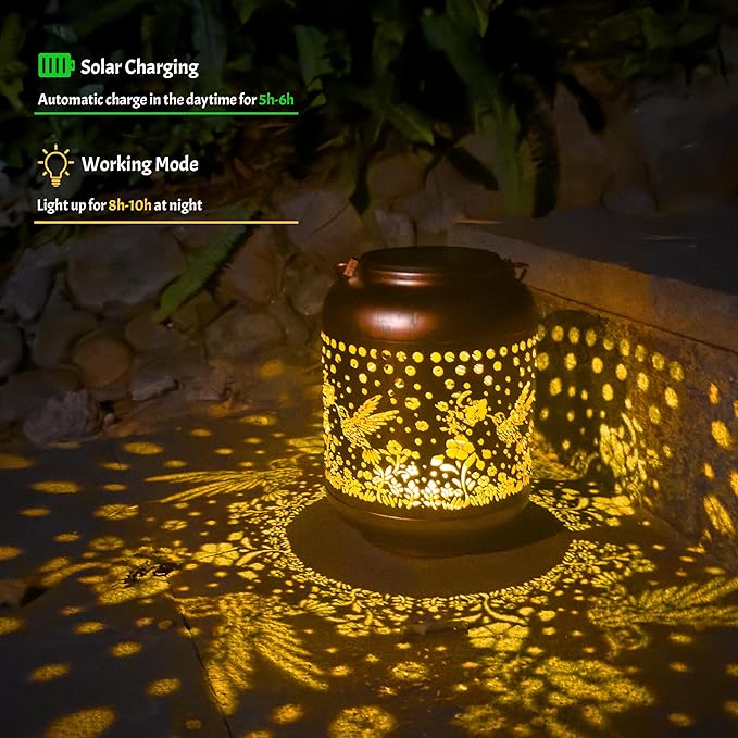 Gifts for Women Mom Grandma, Hummingbird Solar Lanterns Outdoor Waterproof - Image 4