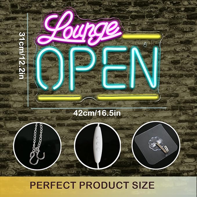 Lounge Open Neon Sign Bright Led Light up Bar Neon Light Dimmable Colorful - Image 4
