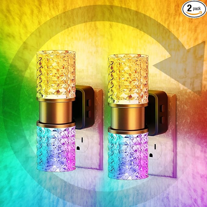 JandCase Night Lights Plug into Wall, 2 Pack Color Changing Night Light by JandCase