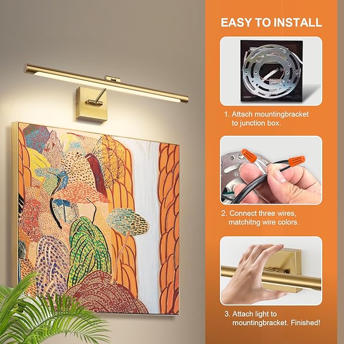 Joosenhouse LED Picture Light Fixtures Dimmable 24.4 Inches, Full Metal Artwork - Image 2