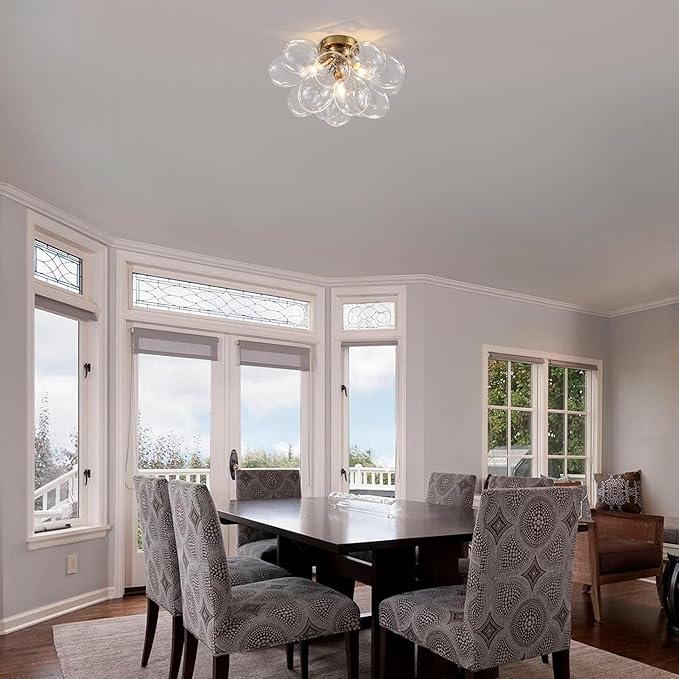 Semi Flush Mount Chandelier Gold Close to Ceiling Light Fixtures Modern Bubble - Image 3