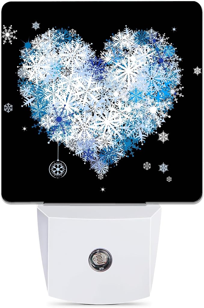 Winter Art Hearts Dusk to Dawn Night Light, Auto Sensor Lamp Home Indoor by JOPOWIDE