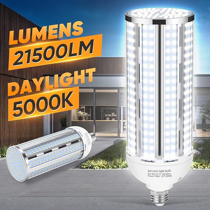 4 Pack 150W Corn LED Light Bulb, Fanless 5000K Daylight E26/E39 Large Mogul - Image 2