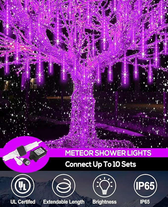 Christmas Lights 12 Inch 10 Tubes Meteor Shower Light LED Falling Rain Drop - Image 3