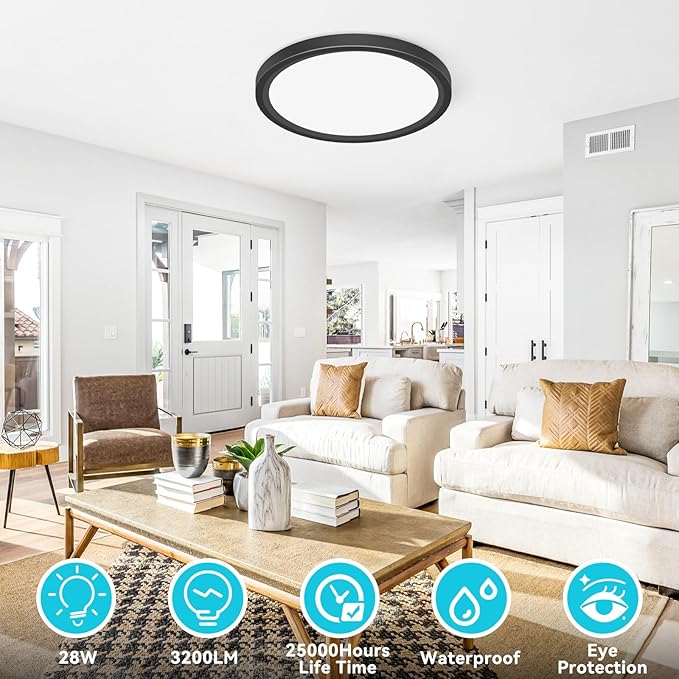 libtit 12 inch Flush Mount LED Ceiling Light Fixture, 3000K 4000K 6500K - Image 2