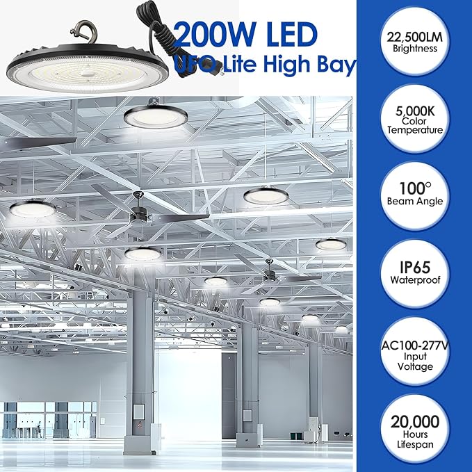 LED High Bay Light ECO 200W x1, 5000k 22500lm Non-Dimmable IP65 - Image 6