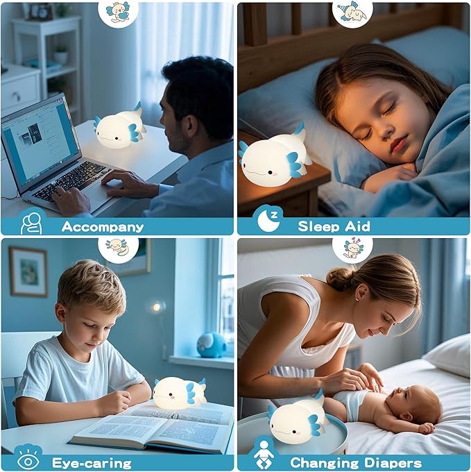 Axolotl Night Light, Cute Axolotl Lamp, Food Grade Silicone Nursery Nightlight - Image 5